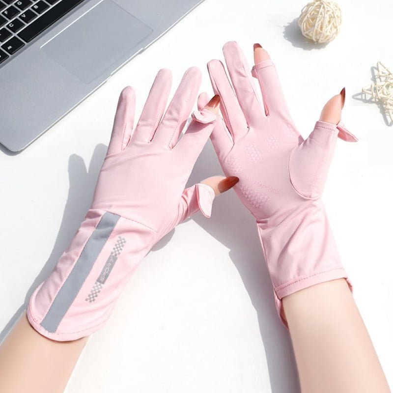 Zebroc 2 PCS Hand Gloves for UV Sun Protection, Breathable Sunscreen Driving Glove Cooling Arm Full Finger Ice Silk Non-Slip Touch Screen Anti Uv Gloves Mitt, Car Driving Long Glove Arm - Image 2
