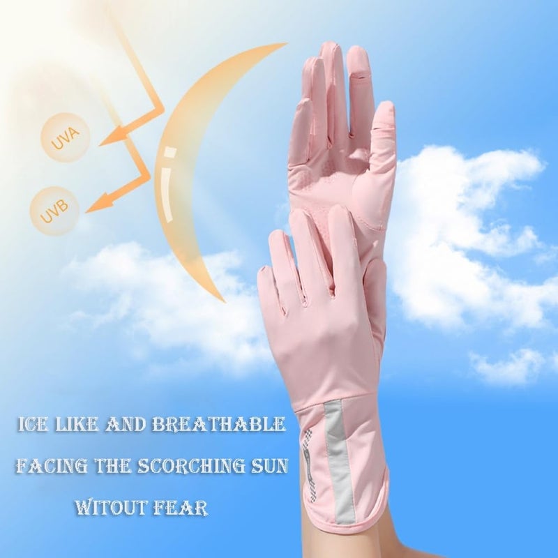Zebroc 2 PCS Hand Gloves for UV Sun Protection, Breathable Sunscreen Driving Glove Cooling Arm Full Finger Ice Silk Non-Slip Touch Screen Anti Uv Gloves Mitt, Car Driving Long Glove Arm - Image 4