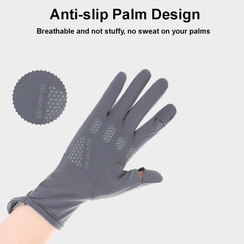 Zebroc 2 PCS Hand Gloves for UV Sun Protection, Breathable Sunscreen Driving Glove Cooling Arm Full Finger Ice Silk Non-Slip Touch Screen Anti Uv Gloves Mitt, Car Driving Long Glove Arm - Image 5