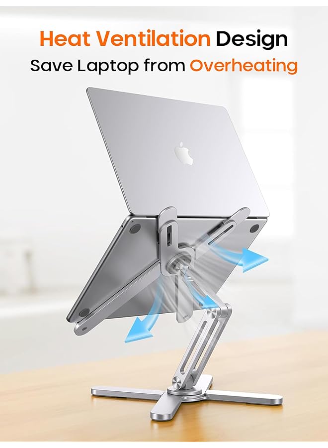 PEGANT Rotating Foldable Laptop Stand For Desk 360° Adjustable Ergonomic Portable Aluminum 10 17 Inch Laptop Organizer Lightweight Notebook Holder For Home Office Travel Compatible With Macbook Dell Hp - Image 5