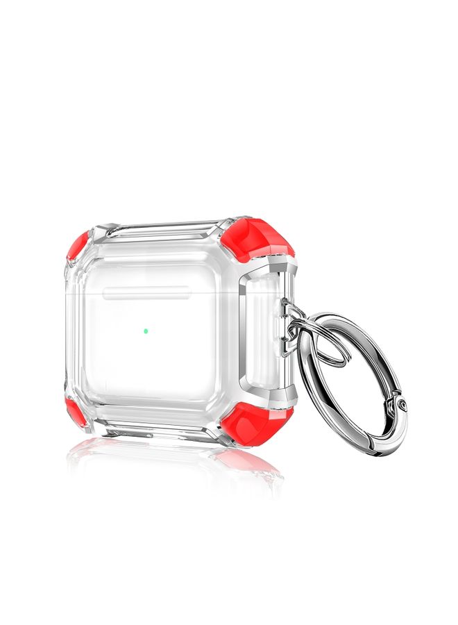 Raxoom Case Cover Anti-drop Transparent PC Two-color Earphone Protective Case with Hanging Loop for AirPods 3 Red