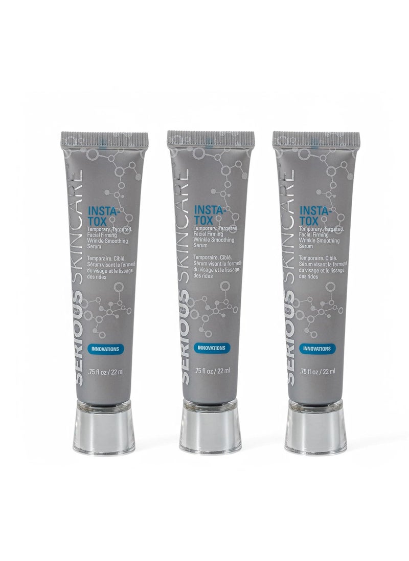 Serious Skincare Serious Skincare INSTA-TOX Instant Wrinkle Smoothing Skin Serum TRIO - Temporarily Tightens Face - Instantly Reduce Appearance of Lines, Wrinkles & Large Pores - For Women & Men - .75 Fl. Oz. (3Pack) 