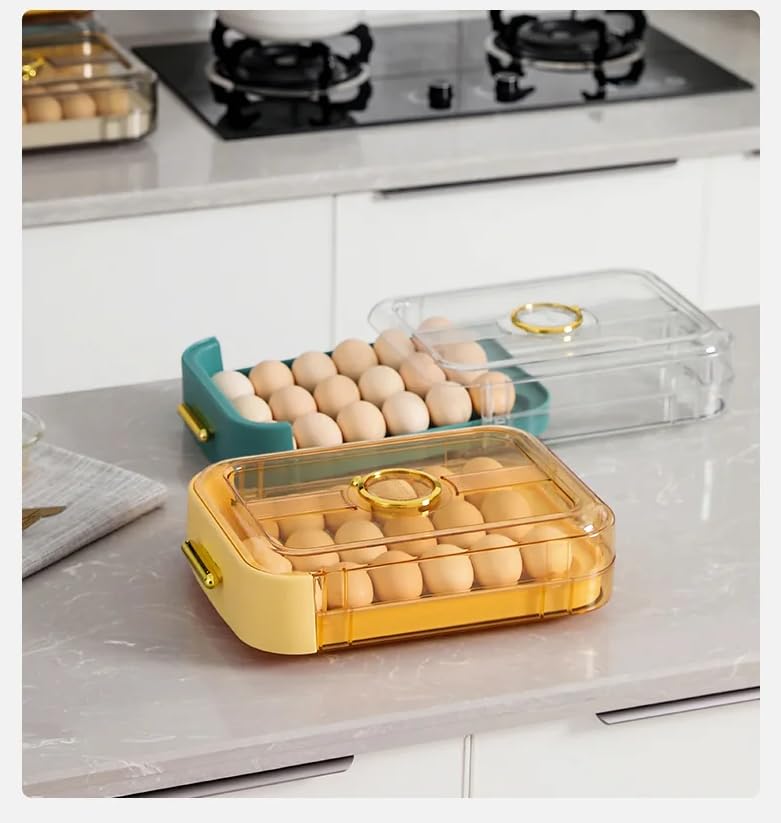 Deoxys Auto Scrolling Deviled Egg Holder for Refrigerator Plastic Stackable Egg Storage Container Reusable Clear Egg Tray Box with Lid Egg Organizer Basket - Image 1