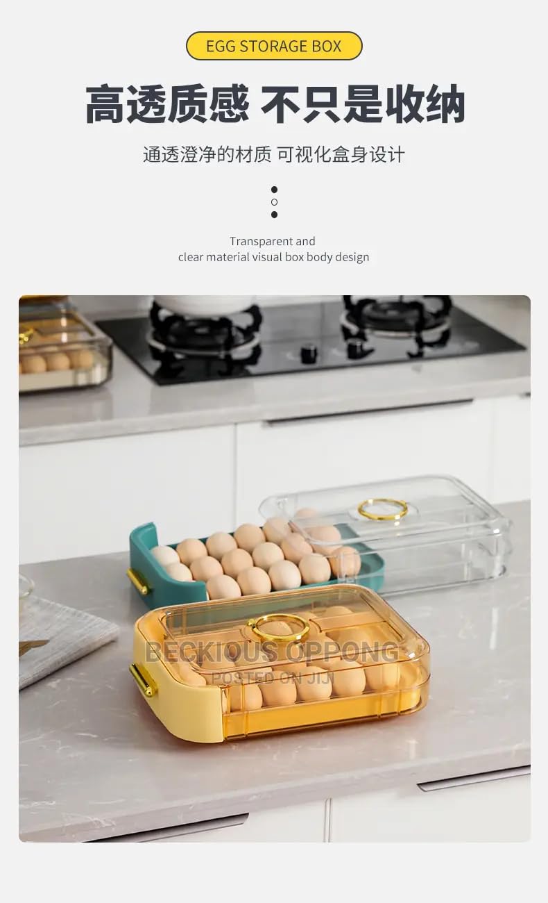 Deoxys Auto Scrolling Deviled Egg Holder for Refrigerator Plastic Stackable Egg Storage Container Reusable Clear Egg Tray Box with Lid Egg Organizer Basket - Image 5