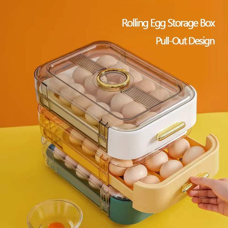 Deoxys Auto Scrolling Deviled Egg Holder for Refrigerator Plastic Stackable Egg Storage Container Reusable Clear Egg Tray Box with Lid Egg Organizer Basket - Image 2