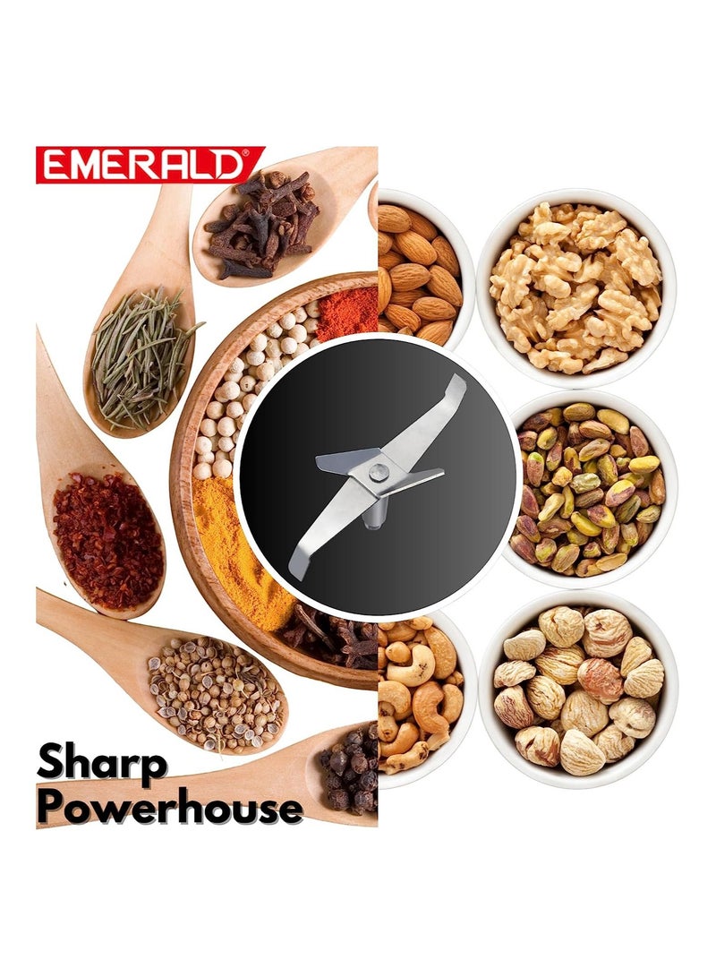 EMERALD 300 Grams, Stainless Steel Large Raw Coffee & Spices Grinder.700W, EK794CG (Black) - Image 3