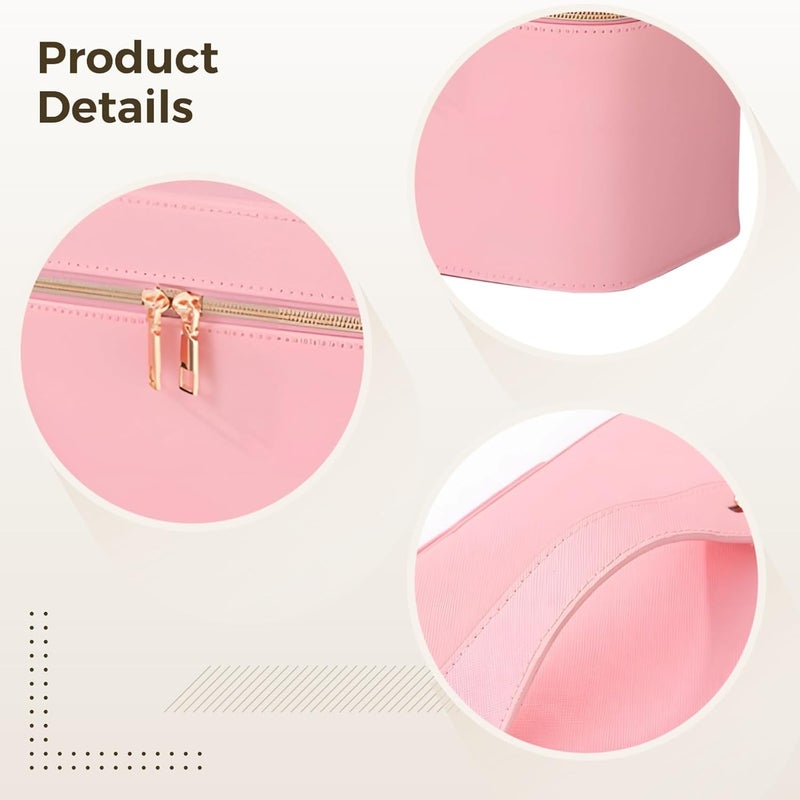 Waterproof Pu Makeup Organizer Case, Travel Makeup Bag With Mirror, Skincare Cosmetic Storage Toiletry Bag For Women, Portable - Image 2