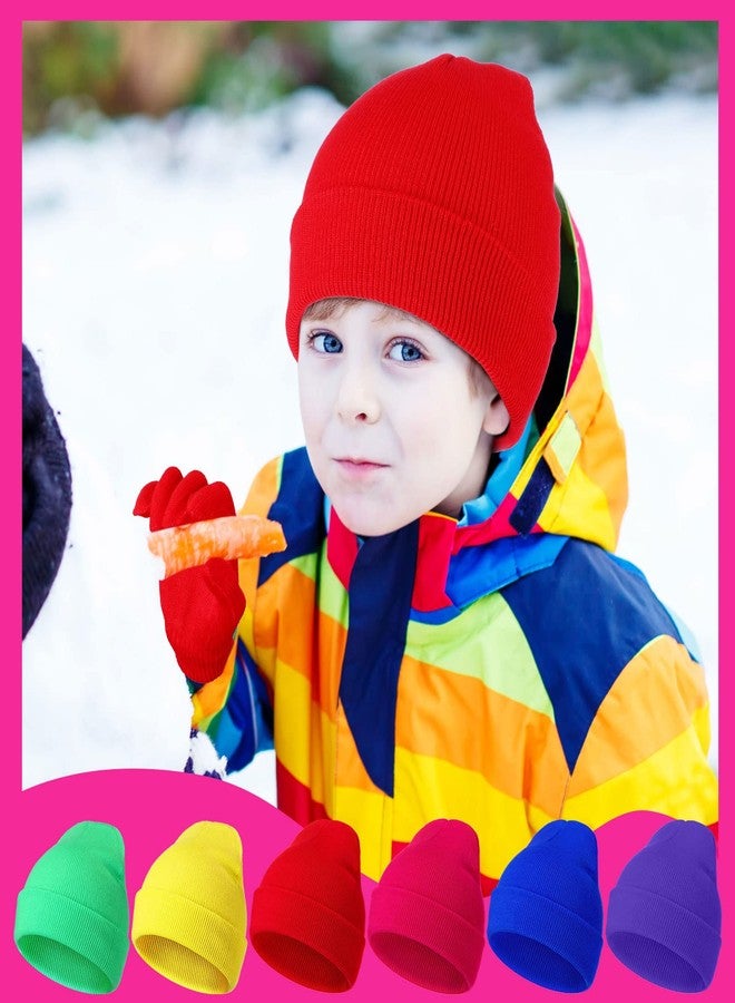 Handepo 12 Pcs Neon Beanies Gloves Set Warm Slouchy Beanie Cap Hats Unisex Knit Thermal Winter Gloves for Boys Girls - Image 4