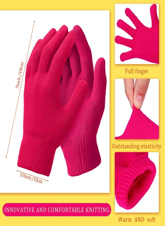 Handepo 12 Pcs Neon Beanies Gloves Set Warm Slouchy Beanie Cap Hats Unisex Knit Thermal Winter Gloves for Boys Girls - Image 3