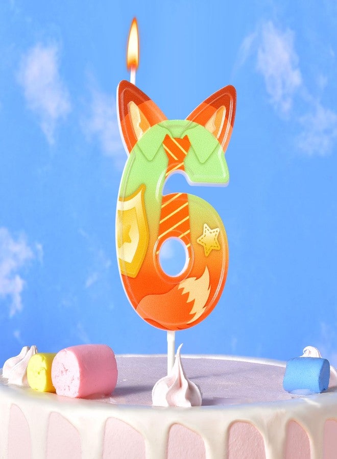 PHD CAKE 2.76 Inch Number 6 Fox Birthday Candles, Fox Number Candles, Cake Number Candles, Party Celebration - Image 2