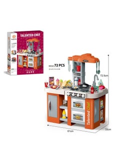 67 Pieces Play Kitchen Set for Kids with Food and Realistic Lights