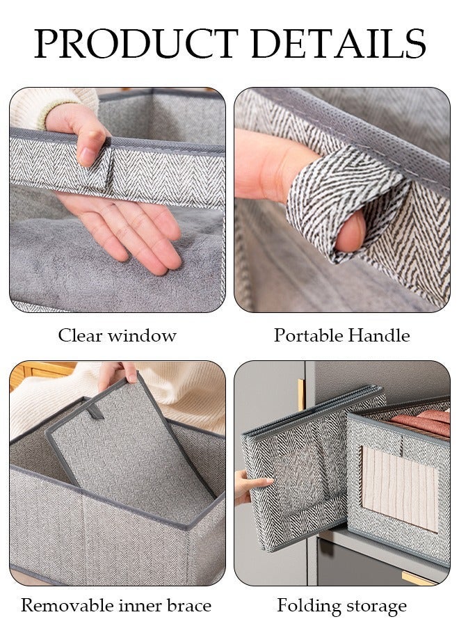 DUNISO 3 Pieces Fabric Closet Storage Organizer Set Foldable Clothes Boxes Large Capacity Wardrobe Stackable Closet Drawer with Handle for Leggings Stockings Socks Underwear - Image 3