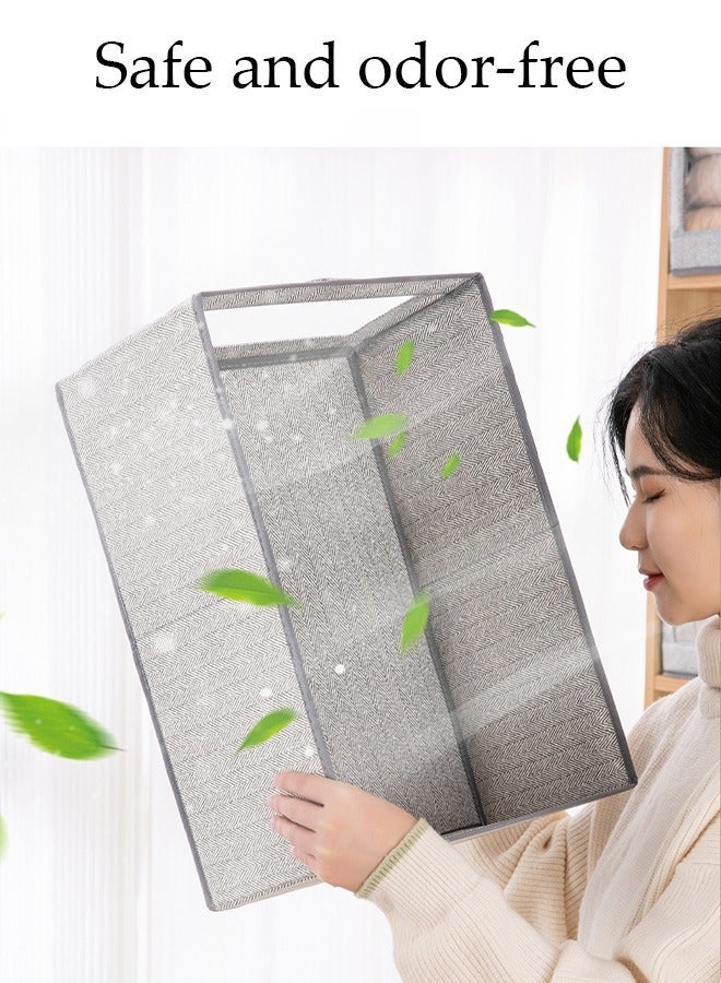DUNISO 3 Pieces Fabric Closet Storage Organizer Set Foldable Clothes Boxes Large Capacity Wardrobe Stackable Closet Drawer with Handle for Leggings Stockings Socks Underwear - Image 5