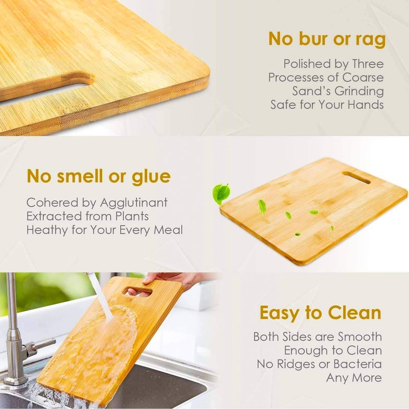 Tilak Venture Heavy Duty Natural Bamboo Chopping Board for Kitchen Fruits Vegetables Cutting Slicing Board 30 x 20 cm - Image 2