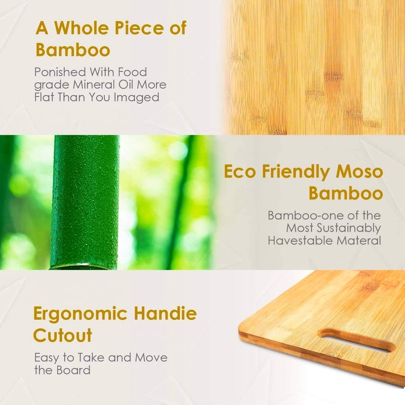 Tilak Venture Heavy Duty Natural Bamboo Chopping Board for Kitchen Fruits Vegetables Cutting Slicing Board 30 x 20 cm - Image 3