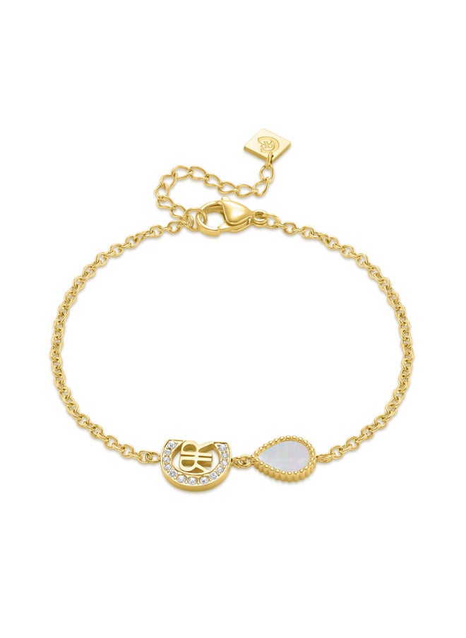CERRUTI 1881 Eletra Gold Plated Stainless Steel with White Mother of Pearl and Crystals Bracelet for Women  - Image 1