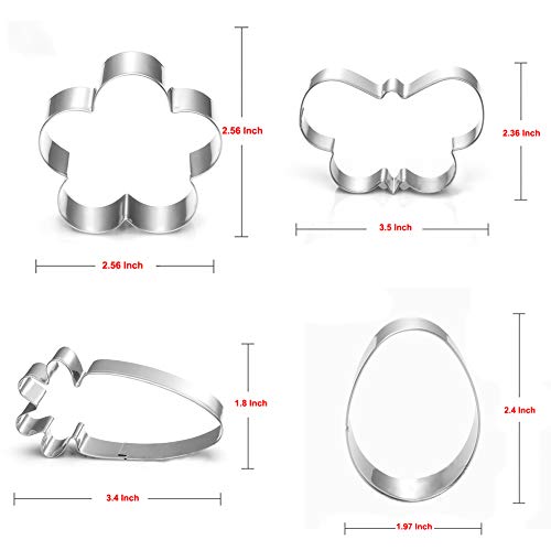 Maykito Easter Cookie Cutter Set - 7 piece - Egg, Carrot, Bunny, Flower, Chick, Bunny Face and Butterfly - Image 3