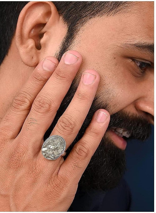 GEMTUB Natural Pyrite Ring with Adjustable Size Pyrite Zibu Coin and Pyrite Bracelet to Attract Wealth Prosperity for Men and Women - Image 3