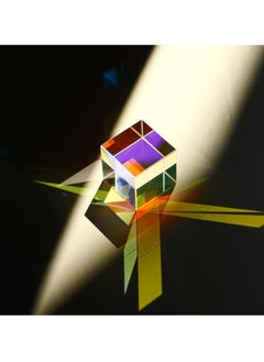 K9 Crystal Glass Prism Cube, 15 x 15 mm Optical Glass RGB Dispersion Prism X-Cube for Physics Teaching, Art Decor, Photography Props