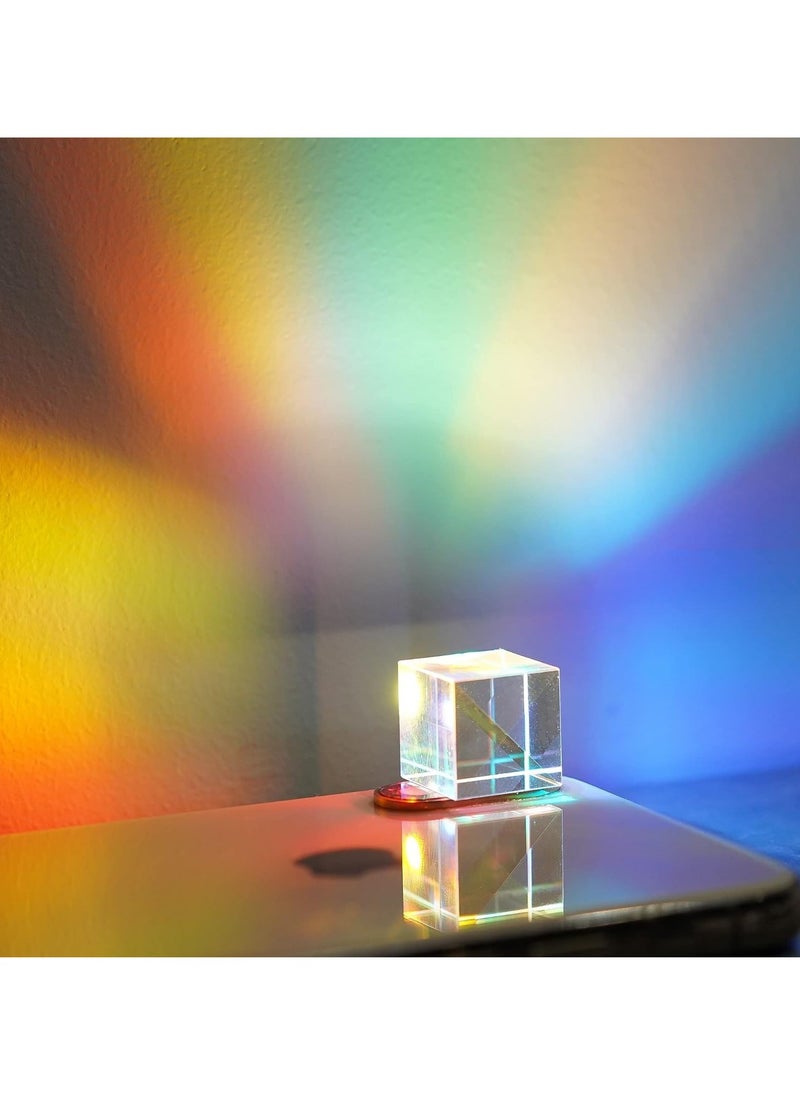 SYOSI - K9 Crystal Glass Prism Cube, 15 x 15 mm Optical Glass RGB Dispersion Prism X-Cube for Physics Teaching, Art Decor, Photography Props - Image 1