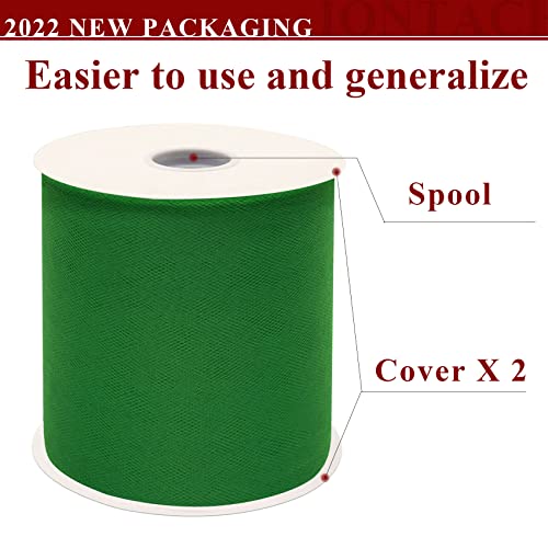 IONTACH Emerald Green Tulle Fabric Rolls 6 Inch by 200 Yards (600 feet) Fabric Spool Tulle Ribbon for DIY Green Tutu Christmas Gift Wrapping Baby Shower Birthday Party Wedding Decorations Craft Supplies - Image 2
