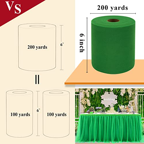 IONTACH Emerald Green Tulle Fabric Rolls 6 Inch by 200 Yards (600 feet) Fabric Spool Tulle Ribbon for DIY Green Tutu Christmas Gift Wrapping Baby Shower Birthday Party Wedding Decorations Craft Supplies - Image 3