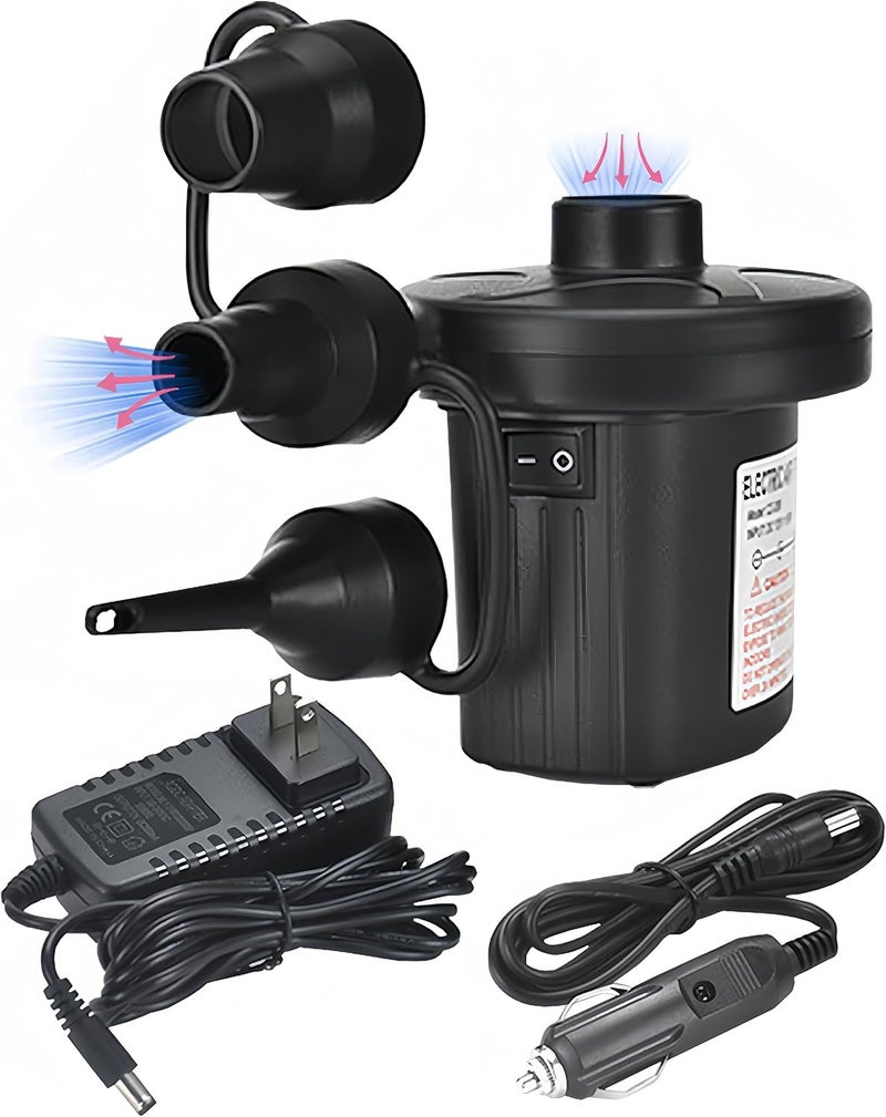 Nedyfix Inflatable Electric Air Pump,110V AC/12V DC Portable Fast Inflation Pump with 3 Nozzles, Used for Inflatable Boats,etc - Image 1