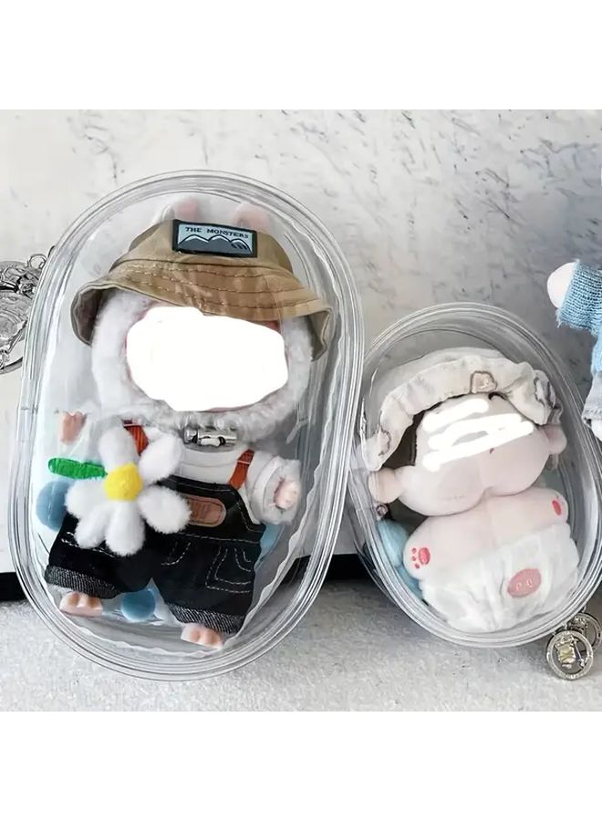 Black Labubu Bag For Doll Under 6.7 Inch PVC Transparent Storage Organizer - Image 1