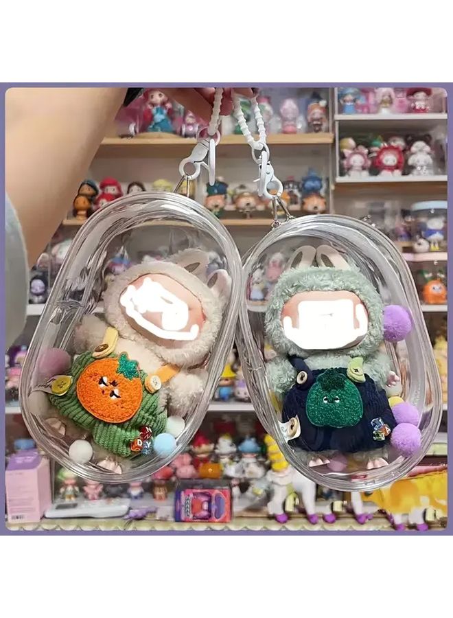 Black Labubu Bag For Doll Under 6.7 Inch PVC Transparent Storage Organizer - Image 2