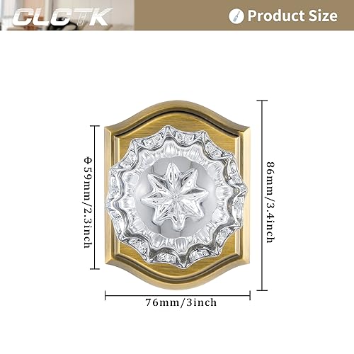 CLCTK 2 Pack Crystal Glass Dummy Door Knobs, Non-Turning Single Side Dummy Door Knob for Interior Doors in Antique Brass - Image 5