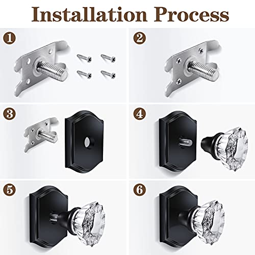 CLCTK 2 Pack Crystal Glass Dummy Door Knobs, Non-Turning Single Side Dummy Door Knob for Interior Doors in Antique Brass - Image 2