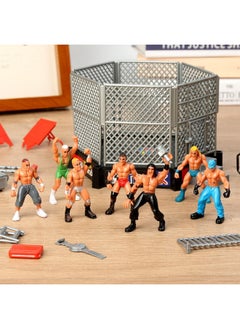HAPTIME 32Pcs Wrestling Toys For Kids, Wrestlers Playset With 12 Wrestling Action Figures, 2 Wrestling Ring, Many Realistic Accessories, Toy Figures & Playset Gift For 2 3 4 5 6 Boys Girls, Cool Cake Toppers  - Image 2