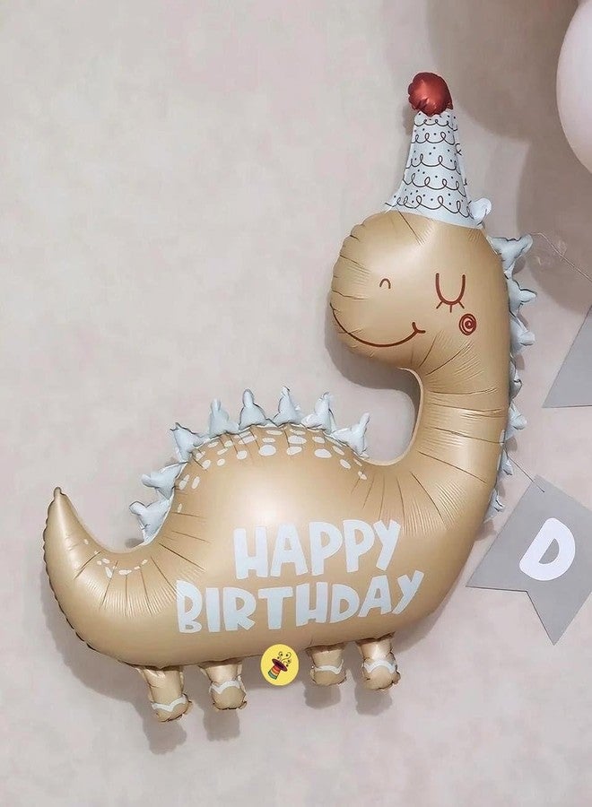 Atpata Funky 34 Inch Party Hat Dinosaur Happy Birthday Foil Balloon with 30pcs. Latex Balloons | Caramel, Sandwhite & Tan Brown | Dino Theme Birthday Party Décor for Kids - Image 5