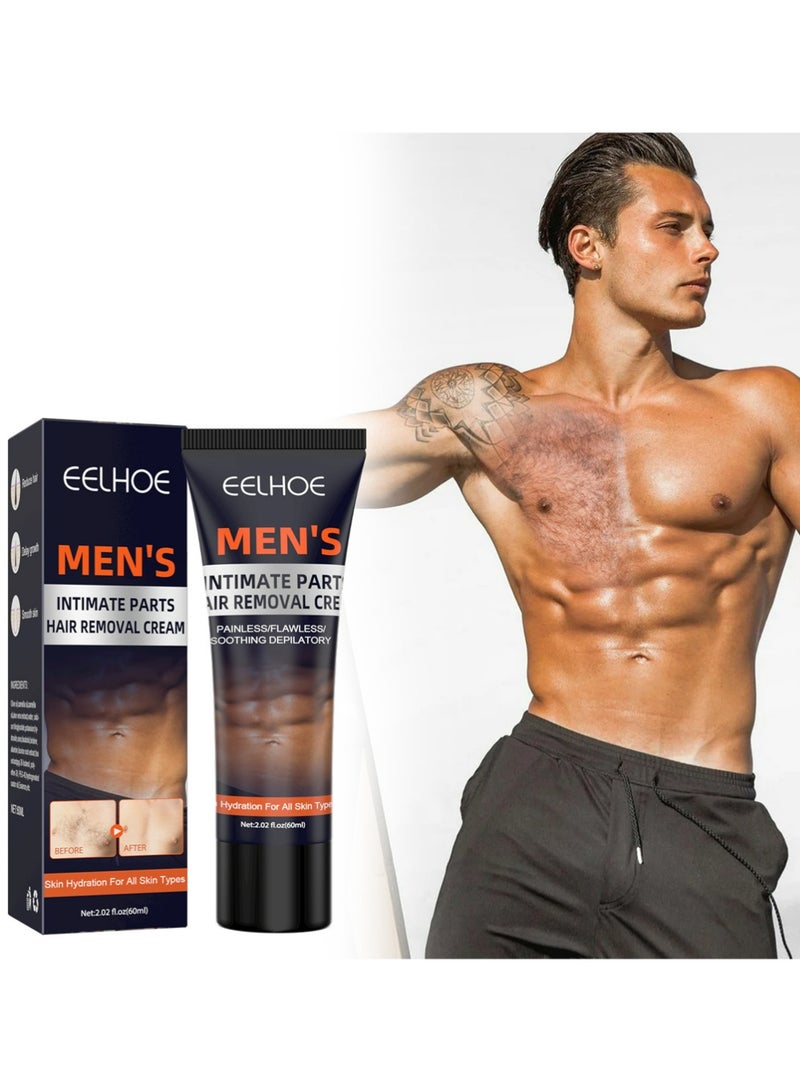 إيلهو كريم إزالة الشعر للرجال للمناطق الحميمة والجسم، إزالة الشعر بلا ألم للأذراع والساقين والصدر وجميع أنواع الجلد - Image 1