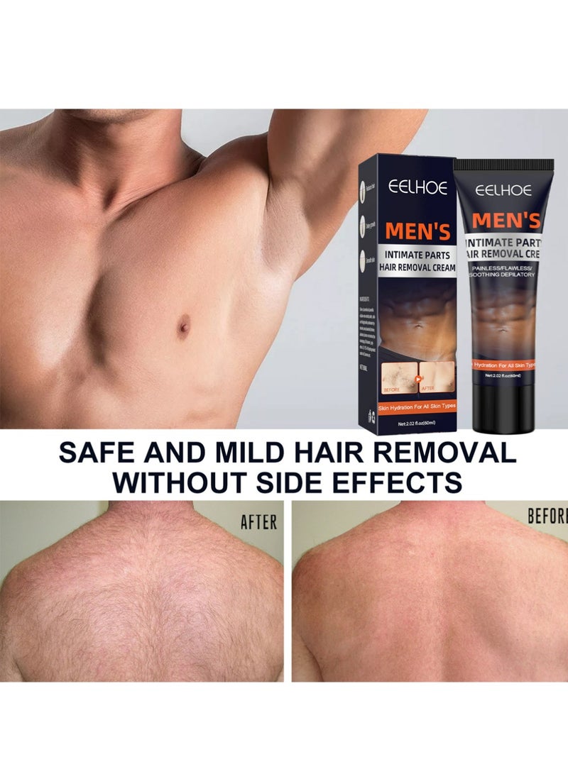 إيلهو كريم إزالة الشعر للرجال للمناطق الحميمة والجسم، إزالة الشعر بلا ألم للأذراع والساقين والصدر وجميع أنواع الجلد - Image 3
