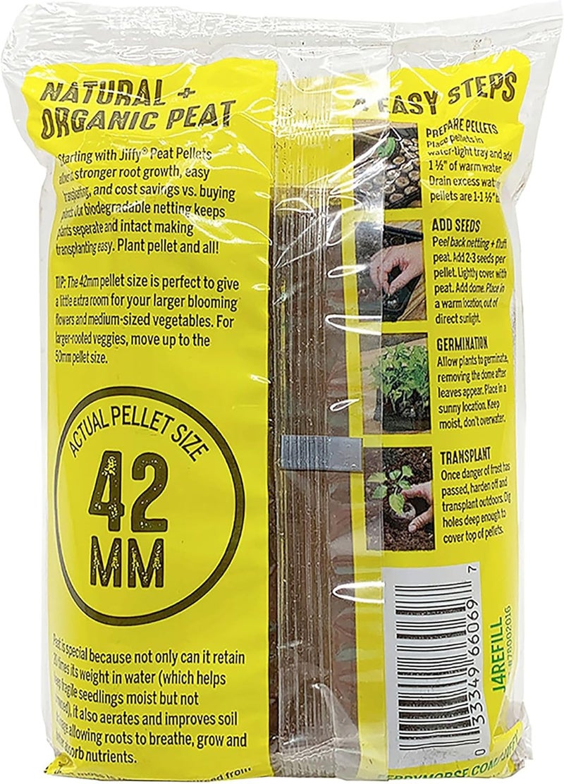 Jiffy Plant Starter Pellets - Compact Organic Seedling Peat Pellets Refill - 42mm, 5 Pack, Peat Soil - Image 2