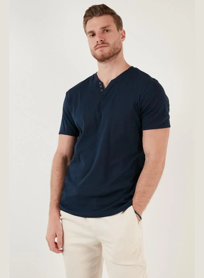 Buratti Buratti Cotton Button Detailed Slim Fit V-Neck 3-Pack T-Shirt Men's T-SHIRT 5902122S3