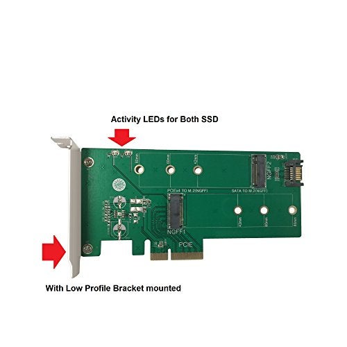 Vantec M.2 NVMe + M.2 SATA SSD PCIe x4 Adapter (UGT-M2PC200), Green - Image 4