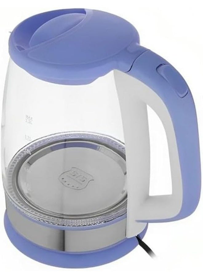 موروفان غلاية مياه كهربائية زجاج مضيء من Morov بقوة 1500 وات - سعة ضخمة 2.2 لتر مع إضاءة LED زرقاء - غلاية زجاجية صحية مقاومة للحرارة مع خاصية الفصل التلقائي وتصميم عصري فخم. (سماوى) - Image 3