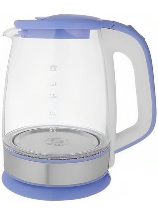 موروفان غلاية مياه كهربائية زجاج مضيء من Morov بقوة 1500 وات - سعة ضخمة 2.2 لتر مع إضاءة LED زرقاء - غلاية زجاجية صحية مقاومة للحرارة مع خاصية الفصل التلقائي وتصميم عصري فخم. (سماوى) - Image 4