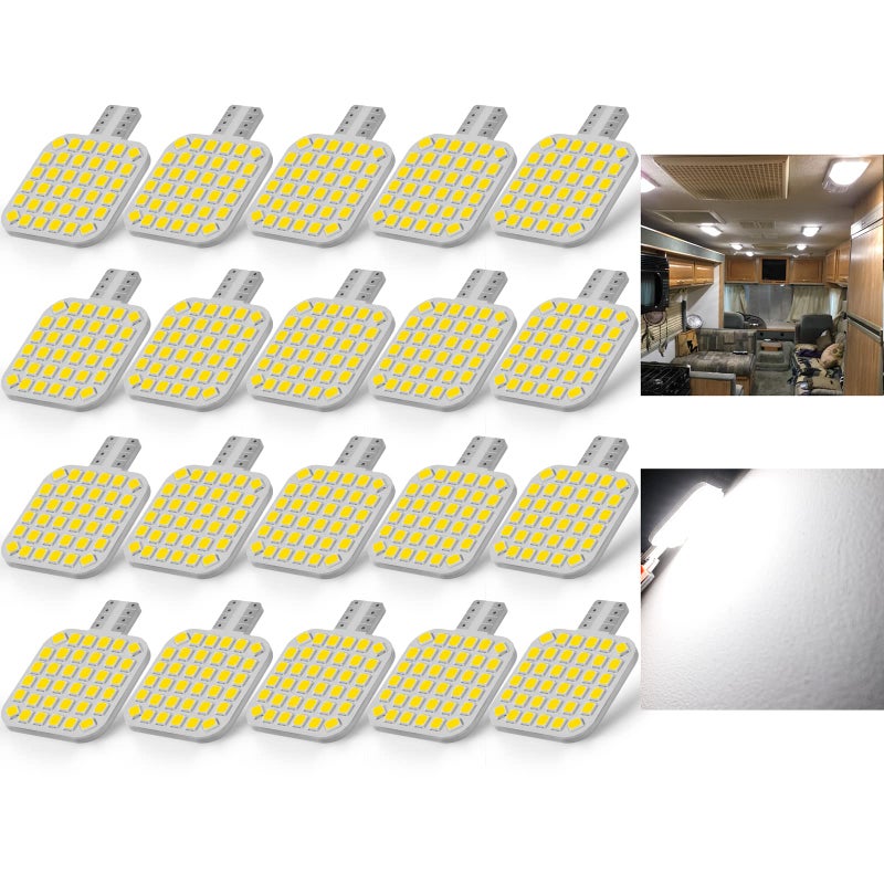 BRISHINE 20PCS 921 Interior LED Light Bulbs for RV Super Bright 36SMD Natural White T10 922 912 LED Bulbs for Camper Trailer Motorhome Indoor Ceiling Dome Lights12V DC