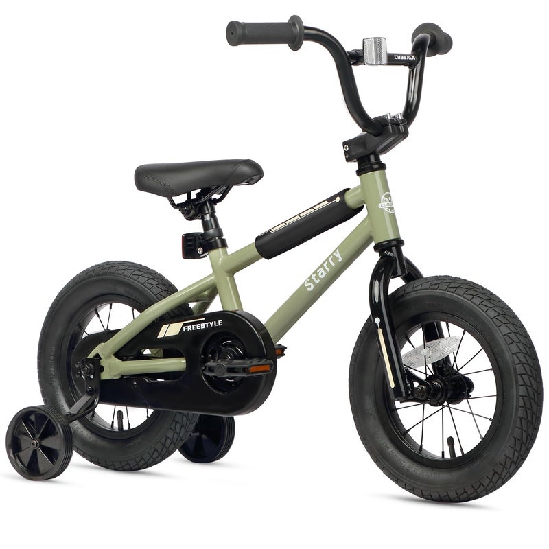 cubsala 12 Inch Kids Bike for 1 2 3 4 Years Old Boys Girls Beiginner Toddlers Riders BMX Style Bicycle with Training Wheels Coaster Brake, Army Green - Image 1