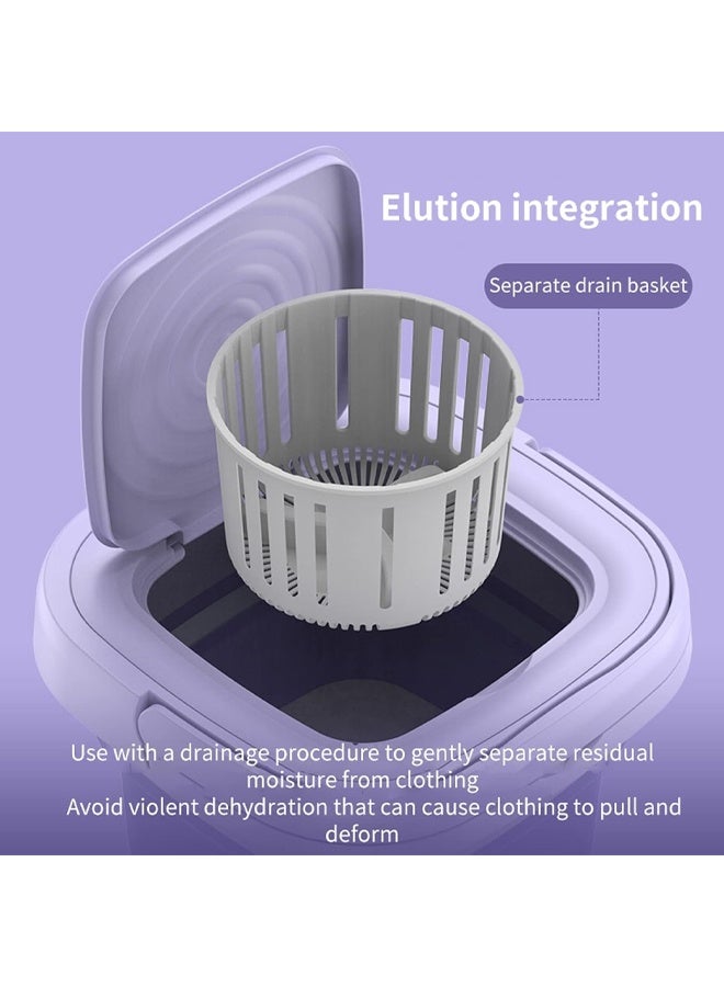 DUNISO Portable Foldable Washing Machine, 8L High Capacity Mini Washer with 3 Modes Deep Cleaning Half Automatic Washt, UV Washing Machine with Soft Spin Dry for Socks, Baby Clothes, Towels ，Purple  - Image 3