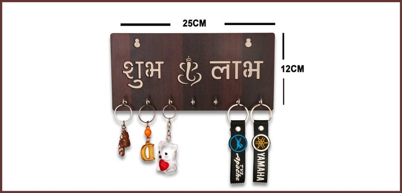 Kishori Creations Wall Decorative Wooden Key Holder for Home and Office Decor Key Stand for Keys Key Holder with Mobile Stand and Storage Box SUBH LABH  - Image 2