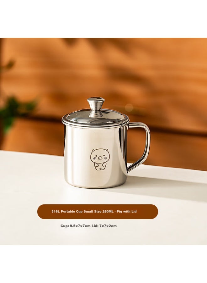 Onlycook Food Grade 316L Stainless Steel Water Cup With Lid Milk Cup Mouth Cup Children Kindergarten Baby Cup Little Pig - Image 1