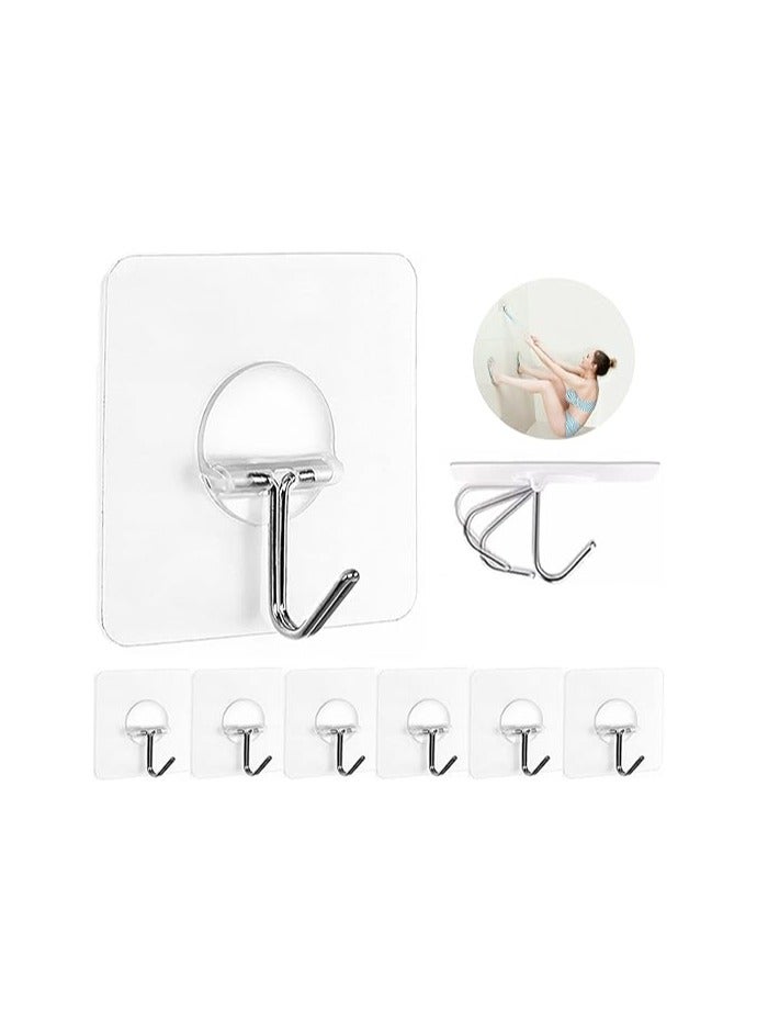 Wall Hooks 13lb(Max) Transparent Reusable Seamless Hooks,Waterproof and Oilproof,Bathroom Kitchen Heavy Duty Self Adhesive Hooks,40Pack - Image 1