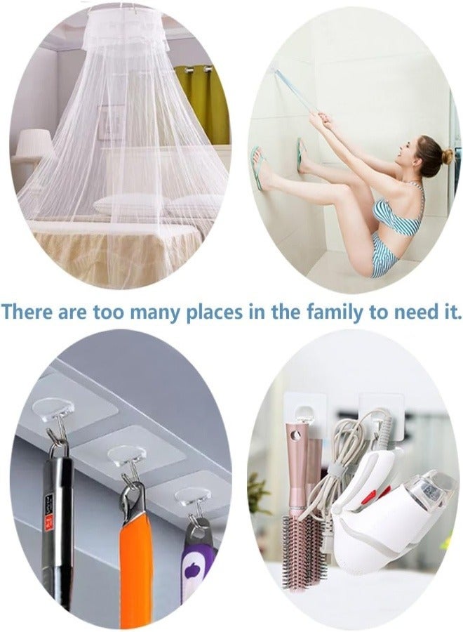 Wall Hooks 13lb(Max) Transparent Reusable Seamless Hooks,Waterproof and Oilproof,Bathroom Kitchen Heavy Duty Self Adhesive Hooks,40Pack - Image 4