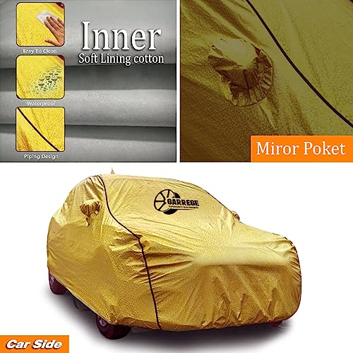 AUTOBIRSA Waterproof Car Body Cover for Hyundai I20 Old with Mirror and Antenna Pocket and Soft Cotton Lining (4 Side Elastic Triple Stitched & Metallic Golden with Black Piping Style) - Image 2
