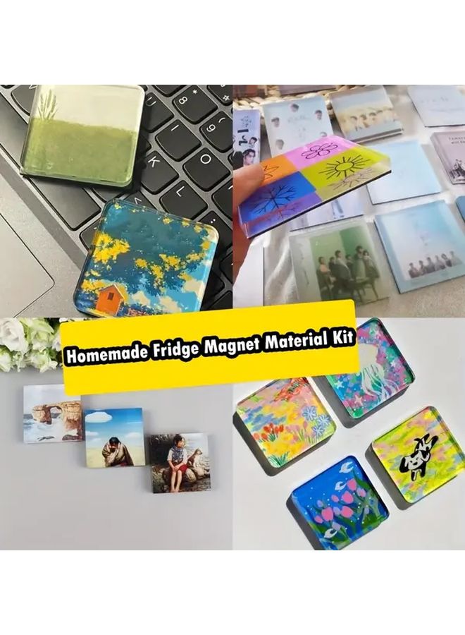 15 قطعة مربعة 5 × 5 سم شفافة أكريليك مجموعة مغناطيس الثلاجة DIY إطار صور مغناطيسي هدايا حرفية يدوية ديكور لعيد الميلاد الذكرى عيد الأم عيد الأب عيد المعلم - Image 2