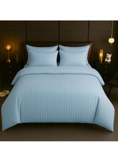 MAXQON 6-Piece Duvet Cover Set – Includes 1 Duvet Cover, 1 Fitted Sheet & 4 Pillowcases – King/Queen/Single Sizes, Color Sky blue  - Image 1